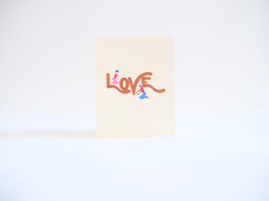 Love Letters Hand-Lettered Greeting Card with Two People + Matching Envelope (Everyday)