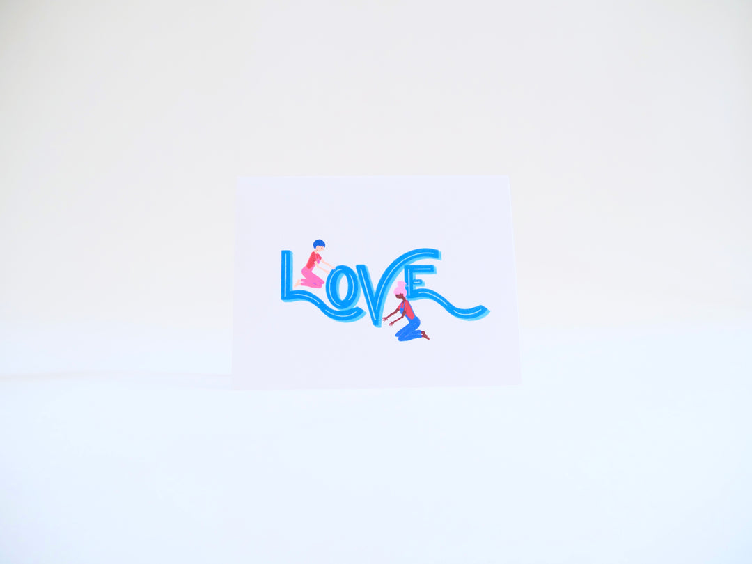 Love Letters Hand-Lettered Greeting Card with Two People + Matching Envelope (Everyday)