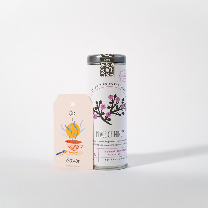 "Peace of Mind" Tea Time Tin: 6 Eco-Teabags of Organic Tea  (Floral + Lemon, Caffeine-Free)