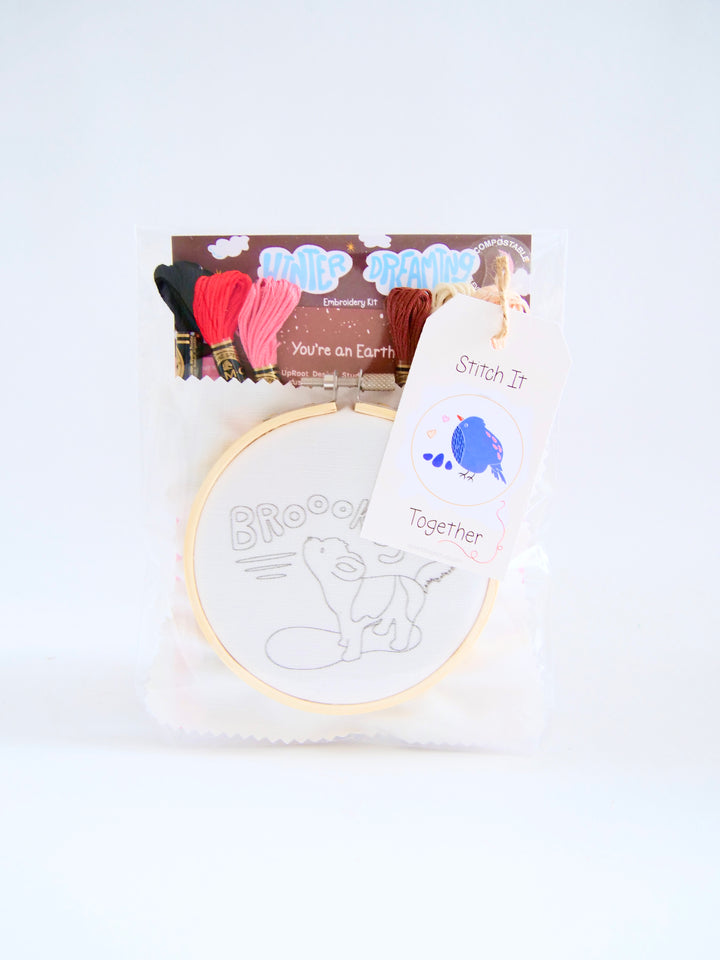 Adorable Brooklyn Howling Dog Eco-Embroidery Kit (Joyful Threads Winter Dreaming)