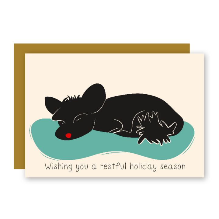 Restful Sleeping "Nap Time" Dogs Cozy Holiday Eco-Greeting Cards + Matching Envelope, Blank Inside - Assorted (Winter Wishes)