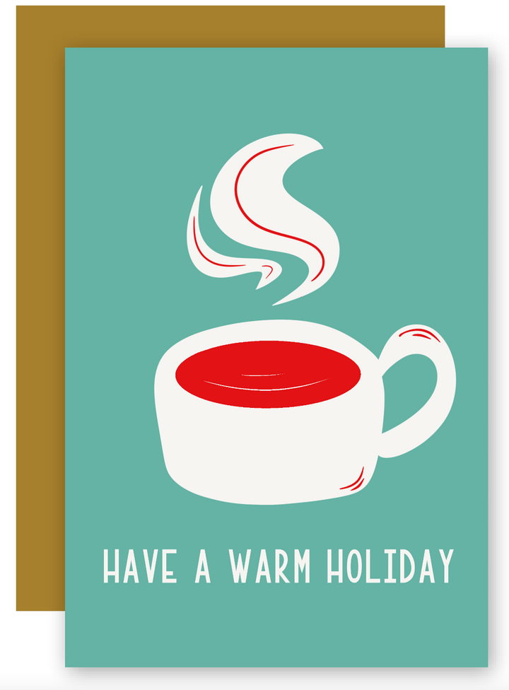 Warming Holiday Mug on Solid Bright Color Backgrounds Greeting Cards + Matching Envelope, Blank Inside - Assorted (Winter Wishes)