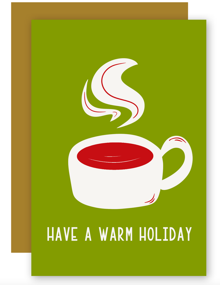 Warming Holiday Mug on Solid Bright Color Backgrounds Greeting Cards + Matching Envelope, Blank Inside - Assorted (Winter Wishes)