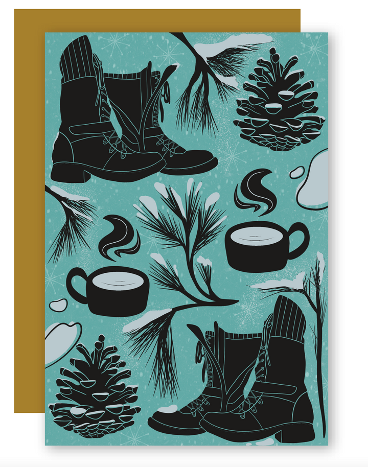 Holiday Winter Hike Greeting Card + Matching Envelope - Assorted (Winter Wishes/Winter Forest)