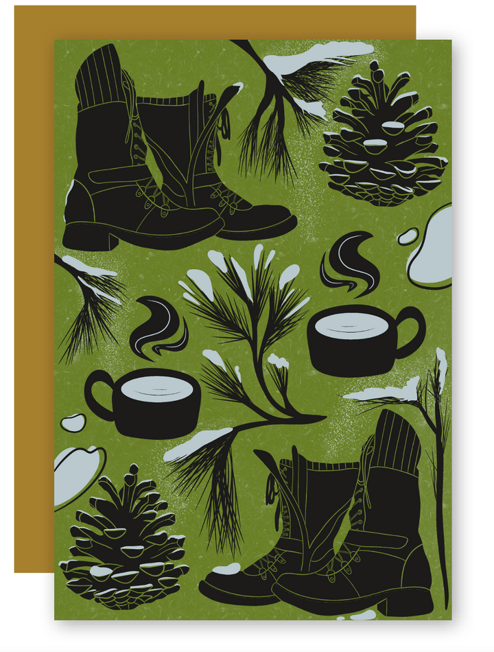 Holiday Winter Hike Greeting Card + Matching Envelope - Assorted (Winter Wishes/Winter Forest)