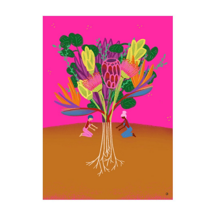 Tropical Eco-Print with Flower Bouquet, Roots & Gardeners (small)