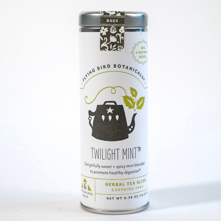 "Twilight Mint" Tea Time Tin: 6 Eco-Bags of Organic Tea (Sweet & Spicy Mint, Caffeine-Free)