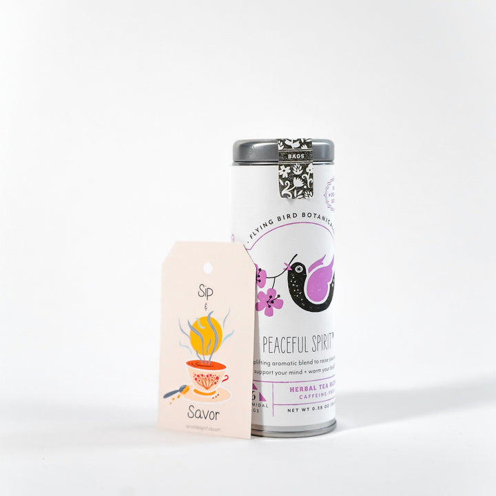"Peaceful Spirit" Tea Time Tin: 6 Eco-Bags of Organic Tea (Mint, Floral + Lemon, Caffeine-Free)