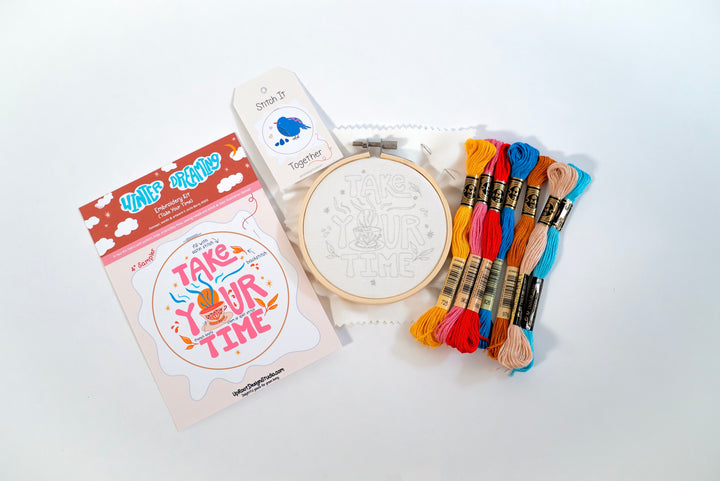 "Take Your Time" Eco-Embroidery Kit w. Tea Time Pattern (Joyful Threads Winter Dreaming)