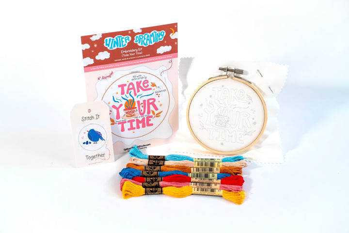 "Take Your Time" Eco-Embroidery Kit w. Tea Time Pattern (Joyful Threads Winter Dreaming)