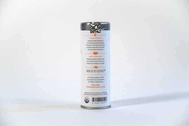 "Ancient Sunrise" Tea Time Tin: 6 Eco-Bags Organic Bright & Malty Tea w. Ancient Black & Oolong Teas (Tea Time / Grow & Bloom)