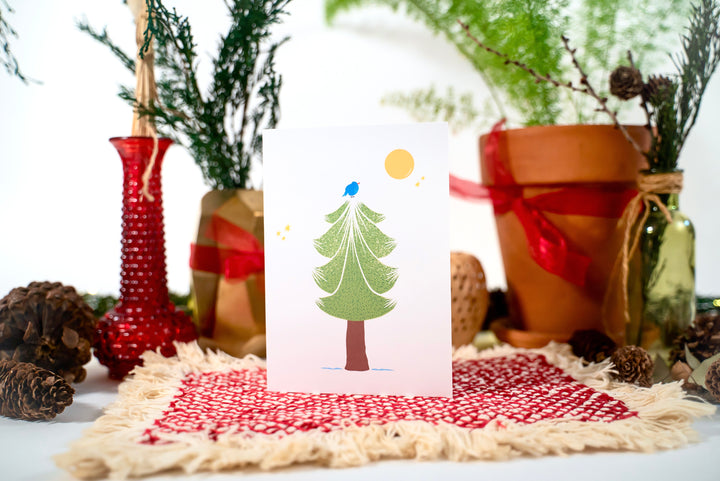 "Festive Garden" Gift Box: Chai, Stickers, Evergreen Candle, Cards, Meditations, Journal, Herbal Tea + White Polka-Dot Growing Kits (Winter Dreaming)