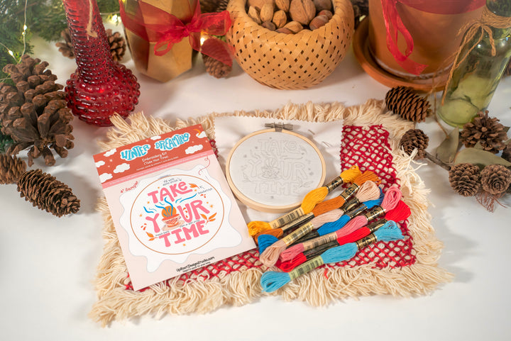 "Take Your Time" Eco-Embroidery Kit w. Tea Time Pattern (Joyful Threads Winter Dreaming)