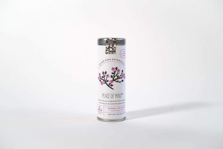 "Peace of Mind" Tea Time Tin: 6 Eco-Teabags of Organic Tea  (Floral + Lemon, Caffeine-Free)