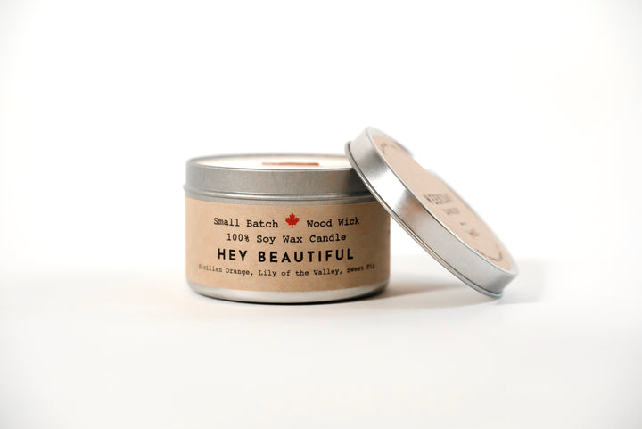 Shine On Candle Relaxation Set: "Hey Beautiful" Candle (Orange, Fig, Lily of the Valley), Meditation Card + Mindfulness Journal