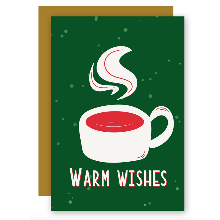 Warming Holiday Mug on Solid Bright Color Backgrounds Greeting Cards + Matching Envelope, Blank Inside - Assorted (Winter Wishes)