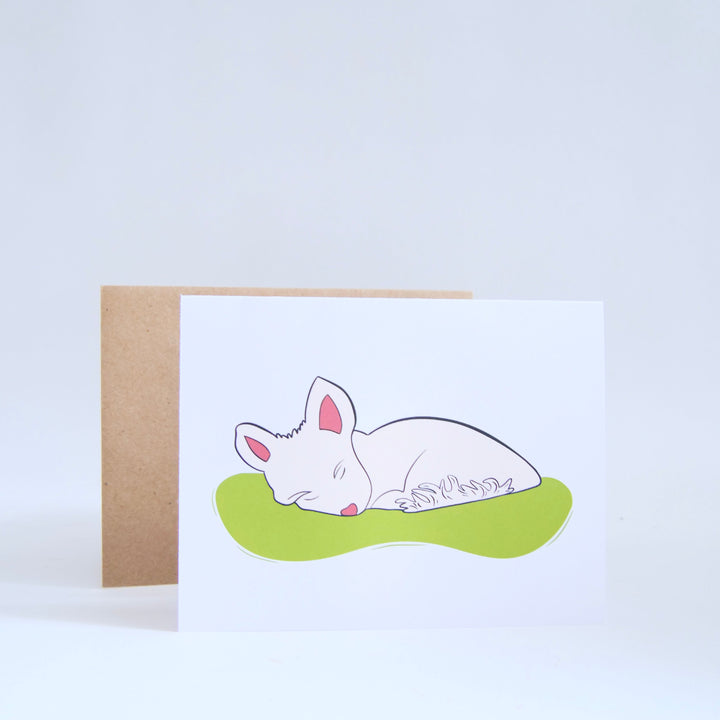 Restful Sleeping "Nap Time" Dogs Cozy Holiday Eco-Greeting Cards + Matching Envelope, Blank Inside - Assorted (Winter Wishes)