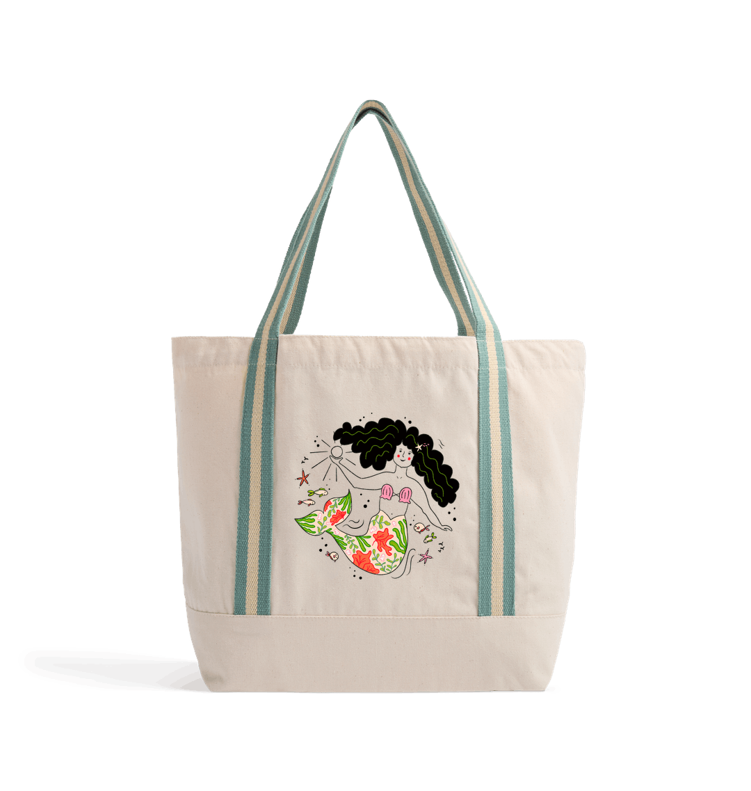 Natural/Sage Green Heat Transfer Bag Front