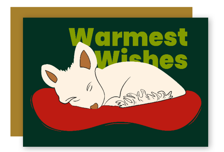 Restful Sleeping "Nap Time" Dogs Cozy Holiday Eco-Greeting Cards + Matching Envelope, Blank Inside - Assorted (Winter Wishes)