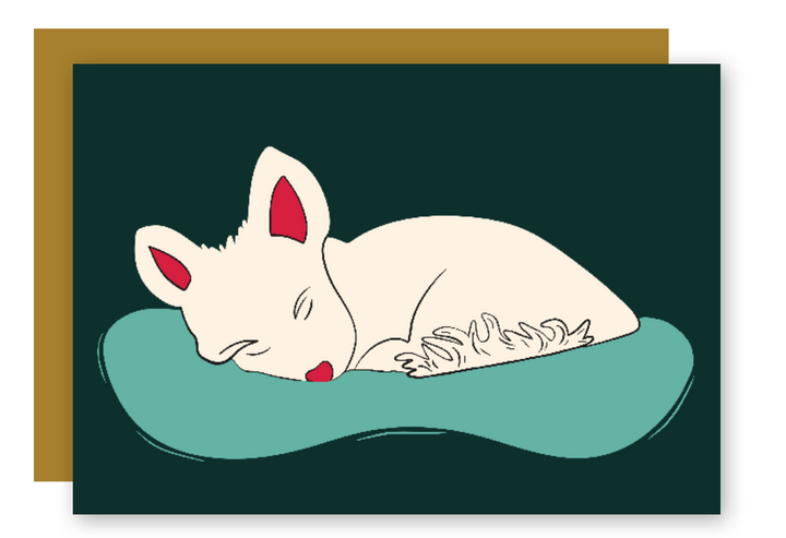 Restful Napping "Cozy Dreams" White Dogs Holiday Eco-Greeting Card + Matching Envelope, Blank Inside - Assorted (Winter Wishes)