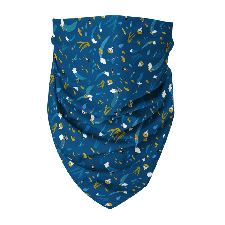 100% Organic Cotton Hand-Sewn Pet Bandana with "Ocean Bubbles" Pattern - Assorted Colors (Green Paws)