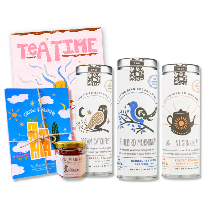 "Follow Your Dreams" Organic Tea Gift Set w. Pocket Mindfulness Journal & Honey (Sip & Enjoy)