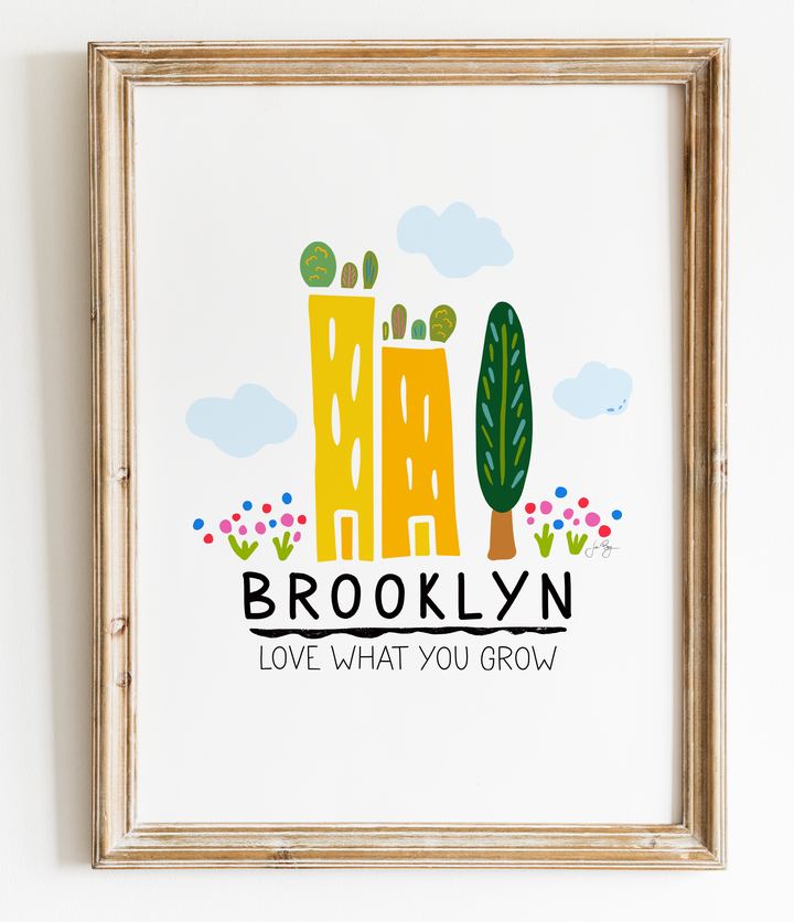 "Green Cities" (Brooklyn) Colorful Eco-Art Print 4x5"