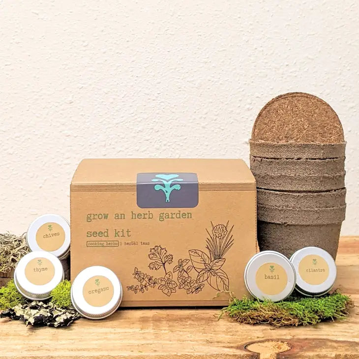Cooking Herbs Growing Kit w. Planters, Soil Pod & Organic Non-GMO