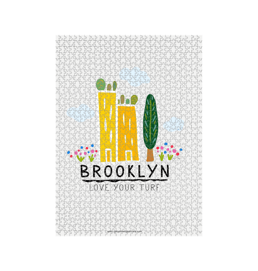 White \"Green Cities Brooklyn - Love Your Turf\" Recycled Vertical Puzzle (1000 Pieces)