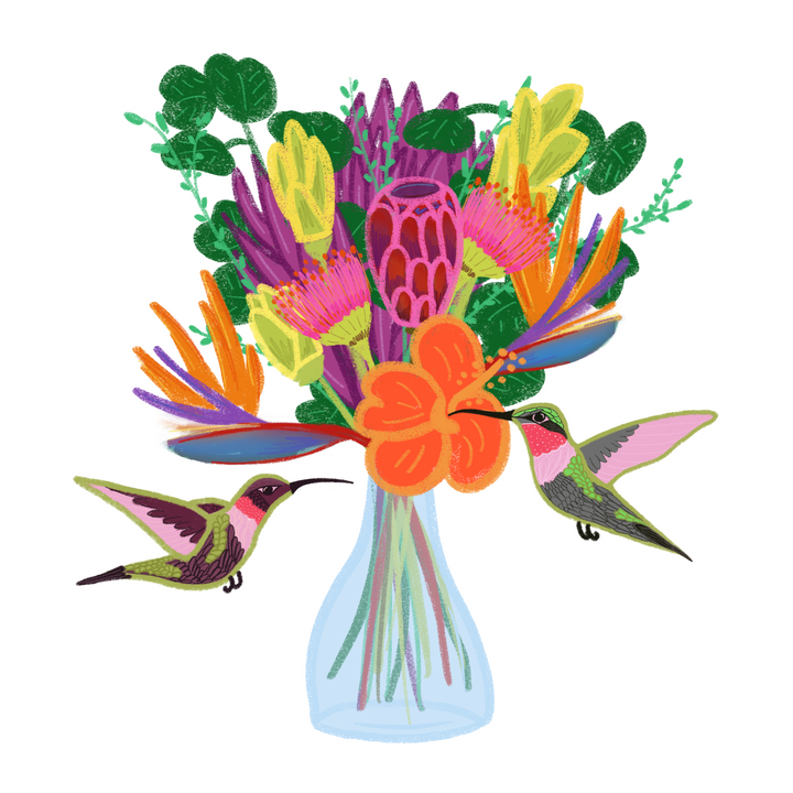 Fanciful Folk Art Individual Sticker Collection - Large (Celebrate Pollinators / Grow & Bloom / Tropical Gardeners)