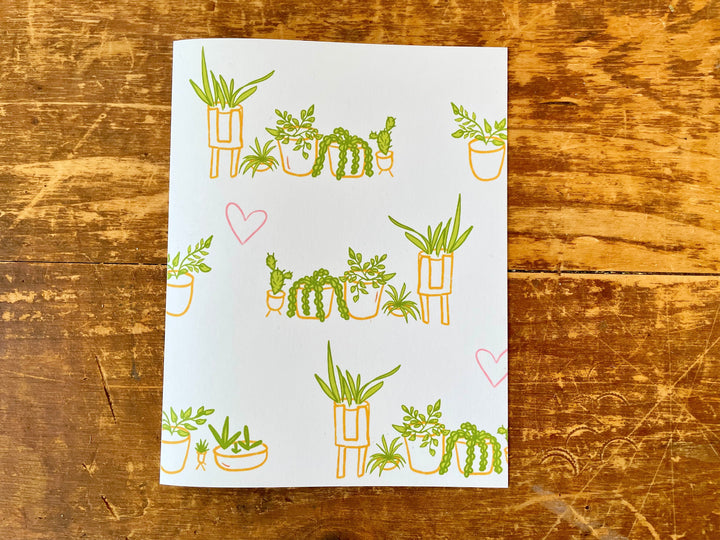 Whimsical Love Plants Eco Recycled Greeting Cards w. Hand-Drawn Art + Recycled Envelopes, Blank inside - Assorted (Plant Parenthood)