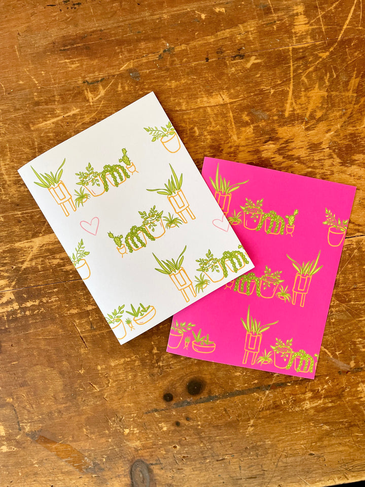 Whimsical Love Plants Eco Recycled Greeting Cards w. Hand-Drawn Art + Recycled Envelopes, Blank inside - Assorted (Plant Parenthood)
