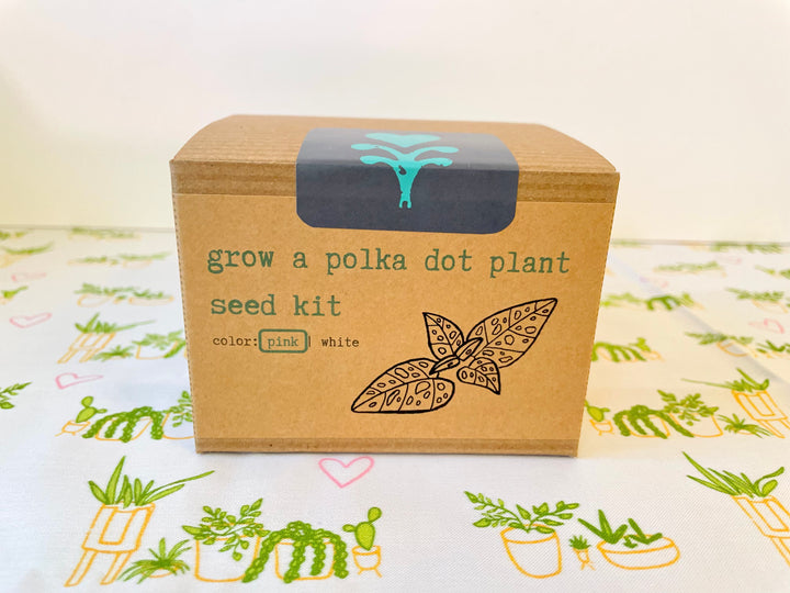 "Plant Parent" Gift Box: Pink Polka-Dot Houseplant Kit, "Hey Beautiful" Soy Candle, Houseplant Tote Bag, Greeting Card, Floral Tea, Mindfulness Journal (Grow & Bloom)