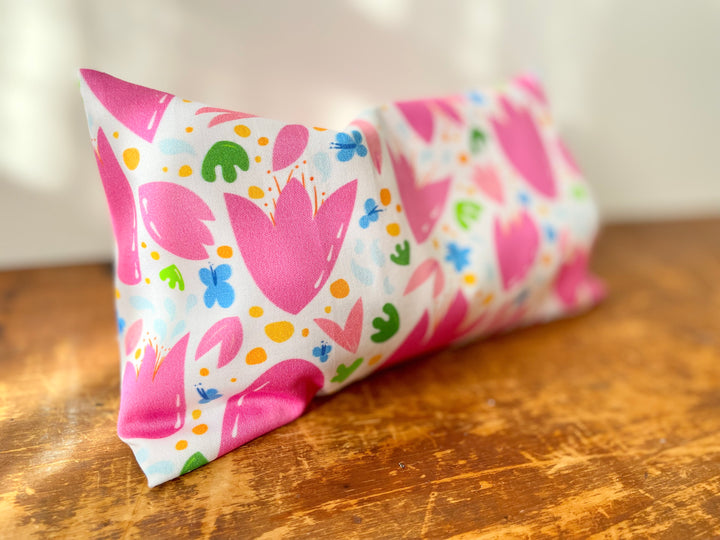 Scented Serenity Eye Pillow - Breezy Tulips Pattern w. White Details (Grow & Bloom Collection)