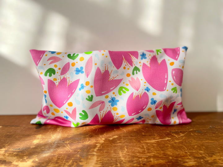 Organic "Refresh" Gift Box w. Mint Tea, Tulips Tea Towel, Lavender Eye Pillow w. Breezy Tulips Pattern, "Cottage Therapy" Candle (Sandalwood + Blackberry), Candle Meditation Card & Mindfulness Journal