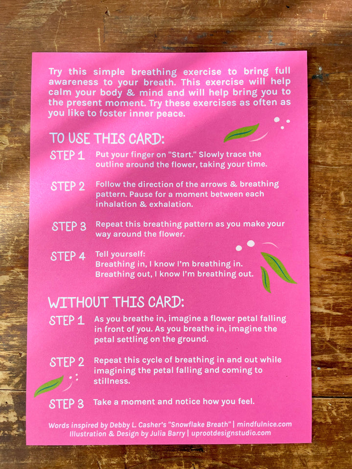 Wildflower Breath Hand-Illustrated Meditation Card w. Instructions 5x7"