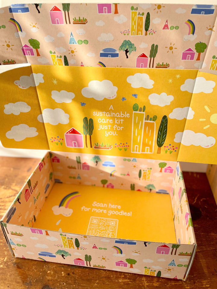 "Growing Wellness" Eco Gift Box: Basil & Leafy Greens Growing Kits, Mint Tea, Meditation Card, Greeting Card (Grow & Bloom)