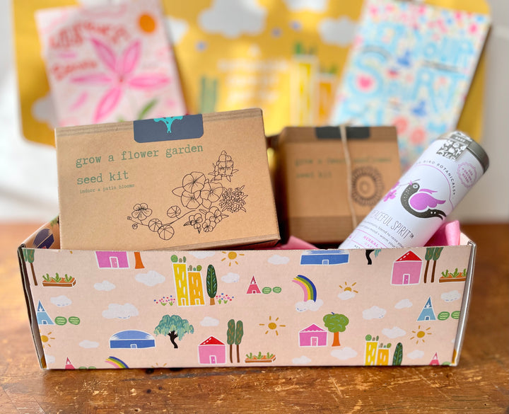 "Blooming Wellness" Growing Gift Box: Sunflower Kit, Flower Garden Kit, Tea, Meditation Card, Blooming Wellness Greeting Card (Grow & Bloom)