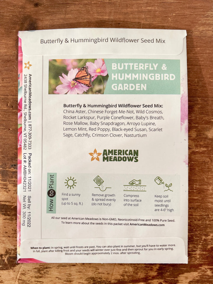 Non-GMO Wildflower Pollinator Garden Seed Packet - Attract Bees, Butterflies & Hummingbirds! (Seeds of Hope)