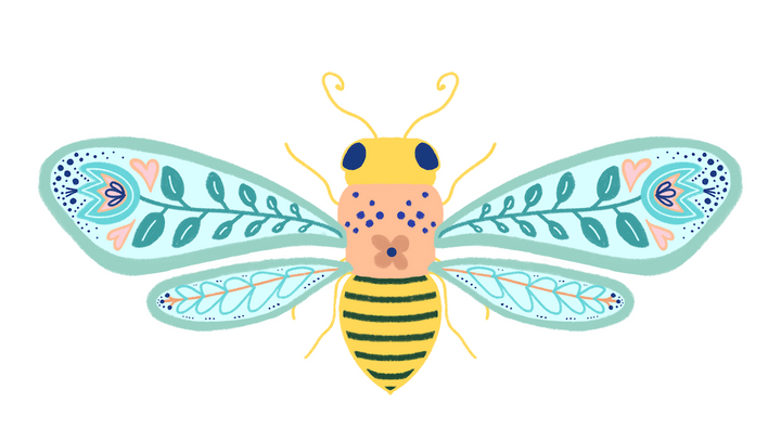 Fanciful Folk Art Individual Sticker Collection - Large (Celebrate Pollinators / Grow & Bloom / Tropical Gardeners)