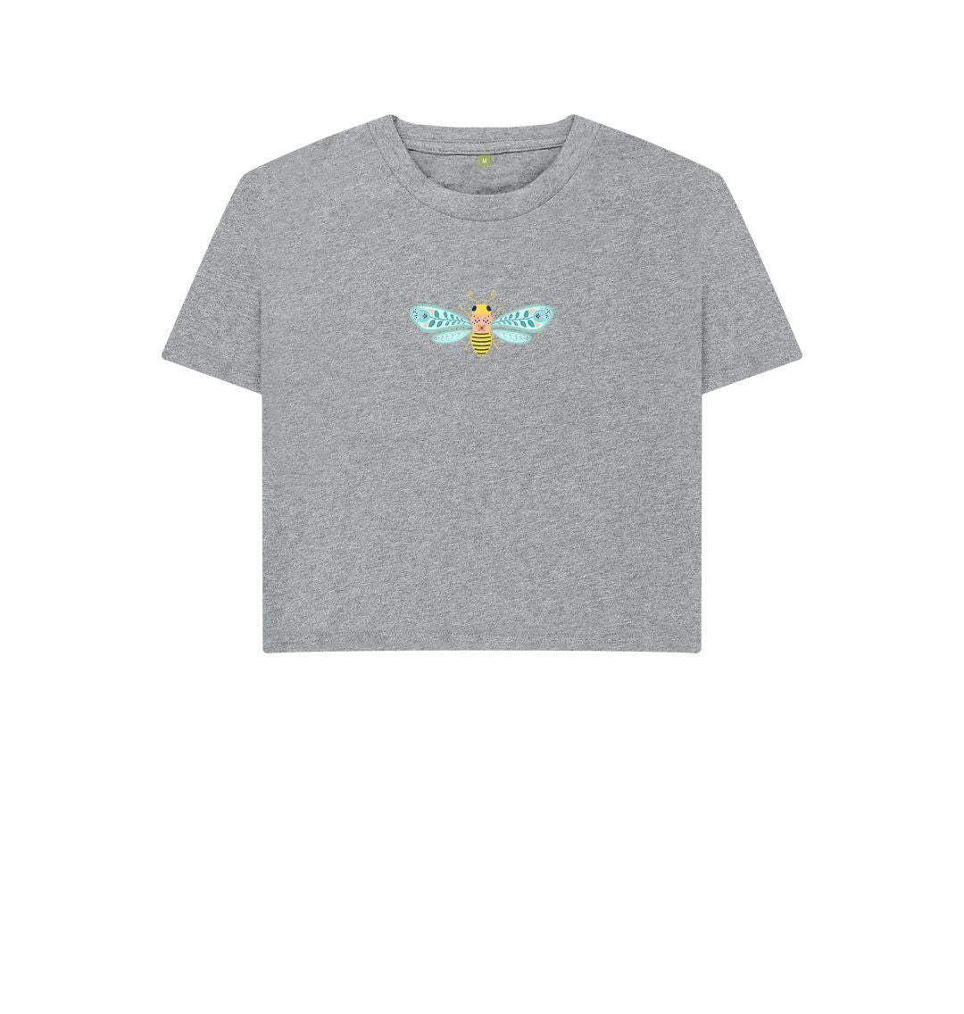 Athletic Grey Boxy Bee T-Shirt (Adult - Gray, White & Dusty Blue)