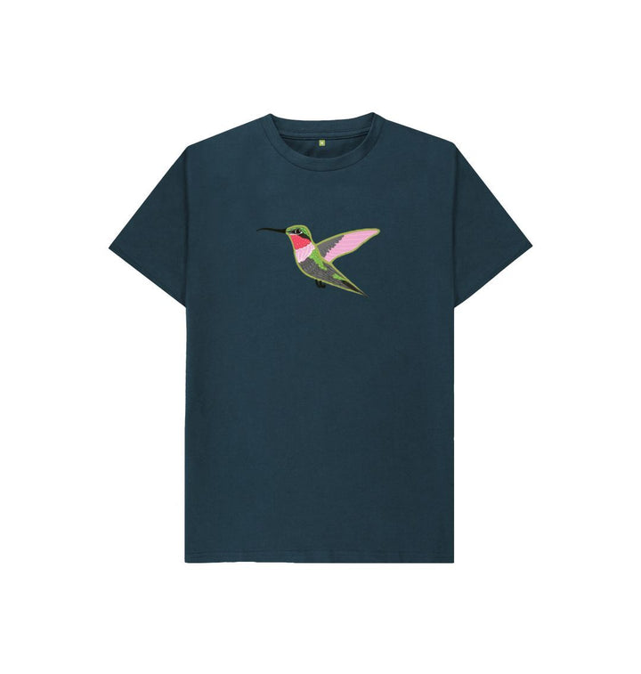 Denim Blue Hummingbird Kids' Tee (pink, mustard or blue)