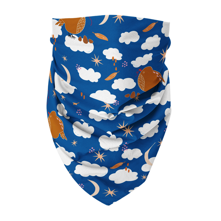 100% Organic Cotton Hand-Sewn Pet Bandanas with Adorable "Pouf Birds" Pattern - Assorted Colors (Green Paws)