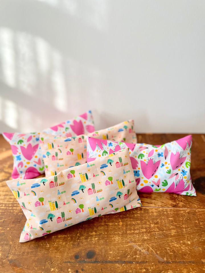 Scented Serenity Eye Pillow Set - Scent: Lavender - Patterns: Green Cities + Breezy Tulips (Grow & Bloom Collection)