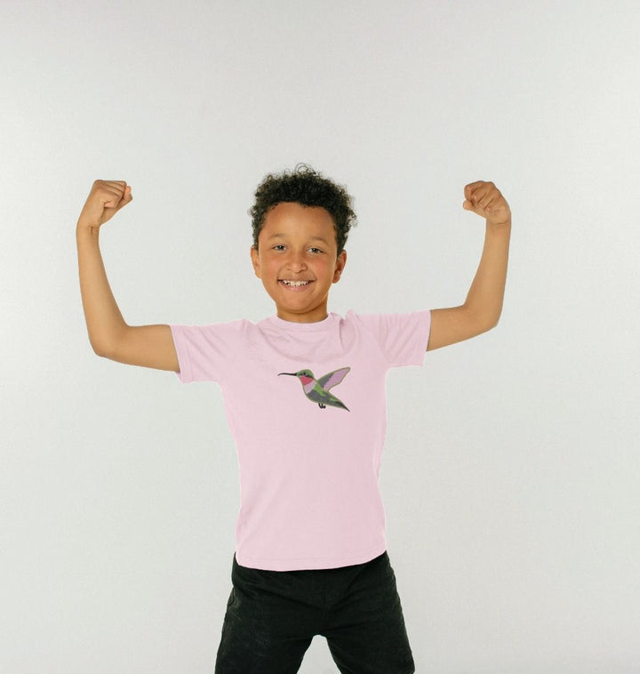 Hummingbird Kids' T-Shirt (pink, mustard or blue)