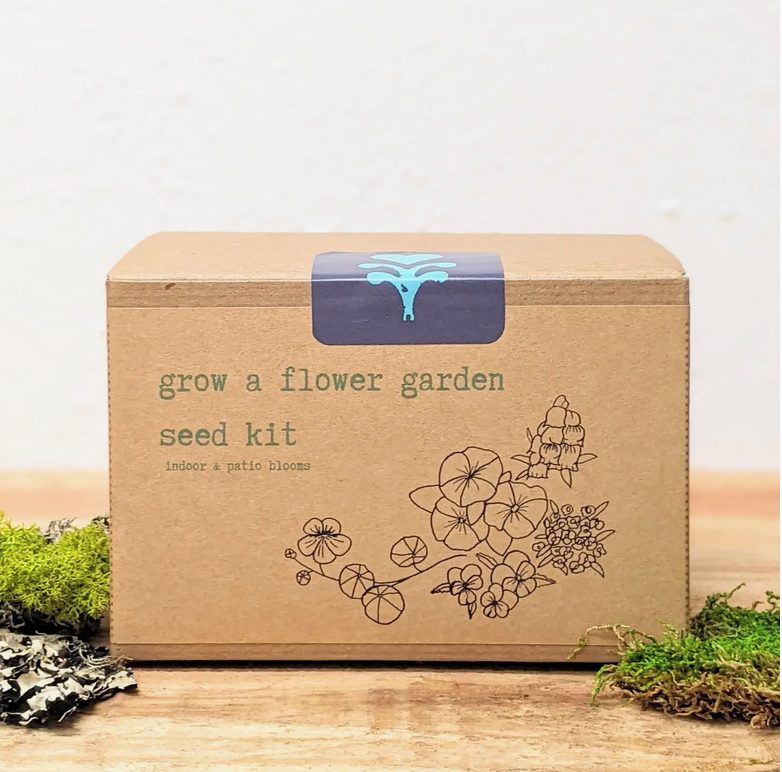 Pollinator Flower Garden Growing Kit w. with planters, soil pod & seeds for Viola, Petunia, Alyssum, Snapdragon & Nasturtium Blooms  (Get Growing)