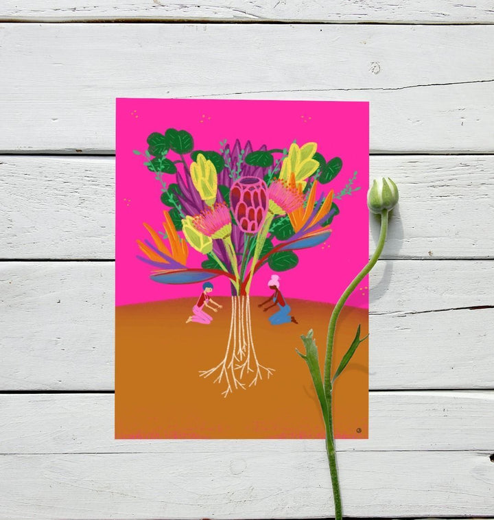 Tropical Eco-Print with Flower Bouquet, Roots & Gardeners (small)