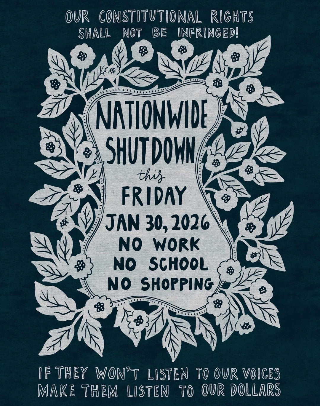 Shutdown poster created by Maddie Kertay @the_badass_quilter