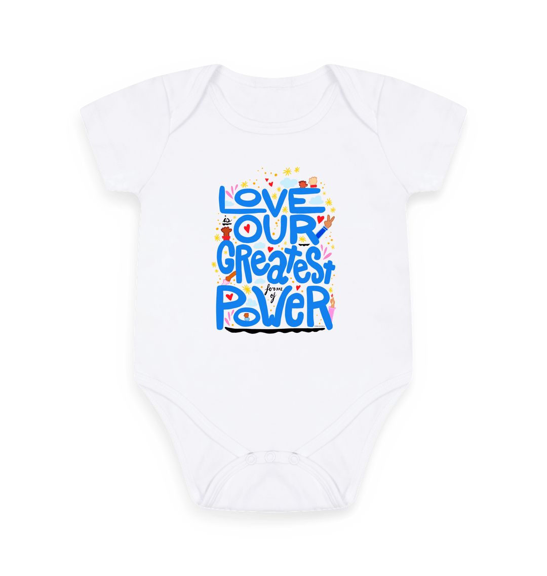 White Printed baby grow Front