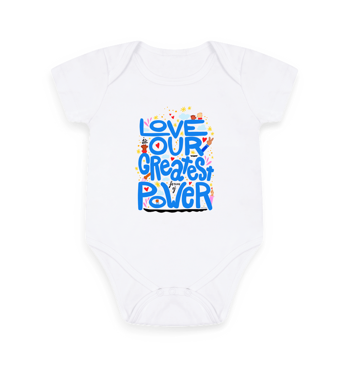 White Printed baby grow Front